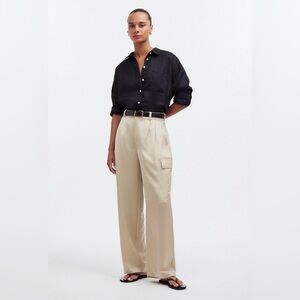 Madewell Satin High-rise Straight Cargo Pants Size 8 NWOT